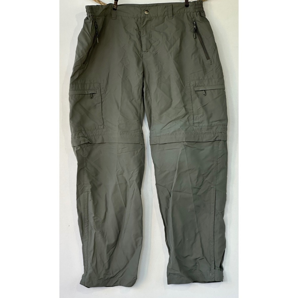 REI Convertible Hiking Pants Zip Off Cargo Womens 14 P Green Excellent